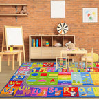 Kids Rugs For Playroom, ABC Alphabet Numbers Classroom Rug, 4x6 Feet Educational Learning and Fun Playroom Rug, Non Slip Nursery Rug, Kids Play Mat for Kids Room, Toddler Classroom and Bedroom