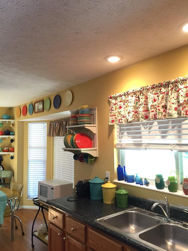 Vintage Kitchen Valance Topper Window Curtain Treatment 42W x 14L, 100% Cotton, Rod Pocket