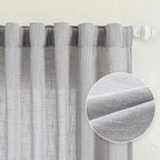 MYSKY HOME Short Curtains for Small Window, Boho Sheer Curtains 2 Panels Set Window Treatment Drapes Linen Style Texture for Closet/Kitchen, 50"x63", Light Grey, 2 PCs