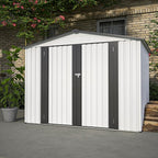 6x8 FT Outdoor Storage Shed, Metal Garden Shed with Lockable Hinged Doors, Outside Tool Shed with Sloped Roof & 4 Air Vents, Waterproof Storage Building for Backyard, Patio, Lawn, White