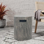 Propane Tank Cover Table for Fire Pits, 20 LB MGO Propane Tank Holder with Side Handles, Outdoor Tank Storage Side Table for Patio, Gas Griddle, Tree-Like Surface, Light Gray