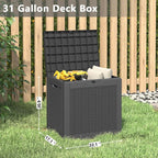 Deck Box, 31 Gallon Resin Outdoor Storage Box, Waterproof and UV Resistant Lightweight Storage Deck Box for Garden Tools, Supplies