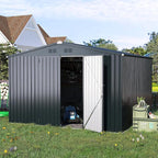AECOJOY Shed 10'x10' Storage Shed, Large Metal Storage Sheds & Outdoor Clearance, Steel Backyard Shed with Lockable Doors, Utility and Tool Storage for Garden, Patio, Outside Use in Dark Grey