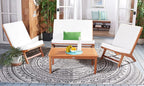 SAFAVIEH Outdoor Collection Chaston Wood Cushion 4-Piece Conversation Patio Set PAT7044F, Natural/Beige