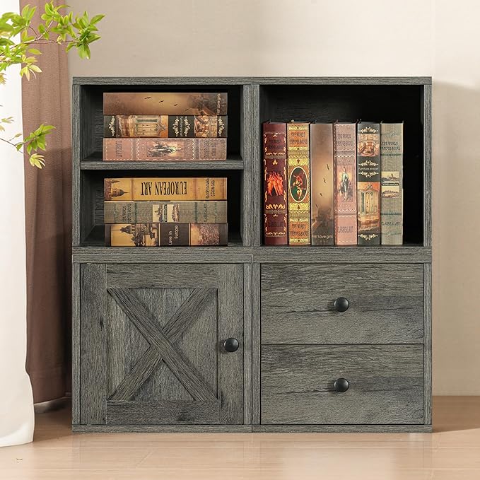 Magic DIY Cube Storage Organizer Stackable Cubes for Home Books Clothes Toy -Modular Cubby Storage System -Closet Organizer -Cube Storage Shelf (French Oak,General Cube)