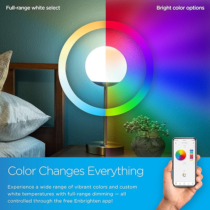 Enbrighten Bedside Decor Lamp Tabletop Wi-FI Dimmable Color Changing Music-Sync 2-Port USB-charging Station 2.4A Dorm Bedroom Home Office Living Room Compatible with Alexa 62433 Brass