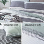 Andency Stripe Comforter Set King Size (104x90 Inch), 3 Pieces Mint Green Patchwork Striped Comforter, Soft Microfiber Down Alternative Comforter Bedding Set with Corner Loops