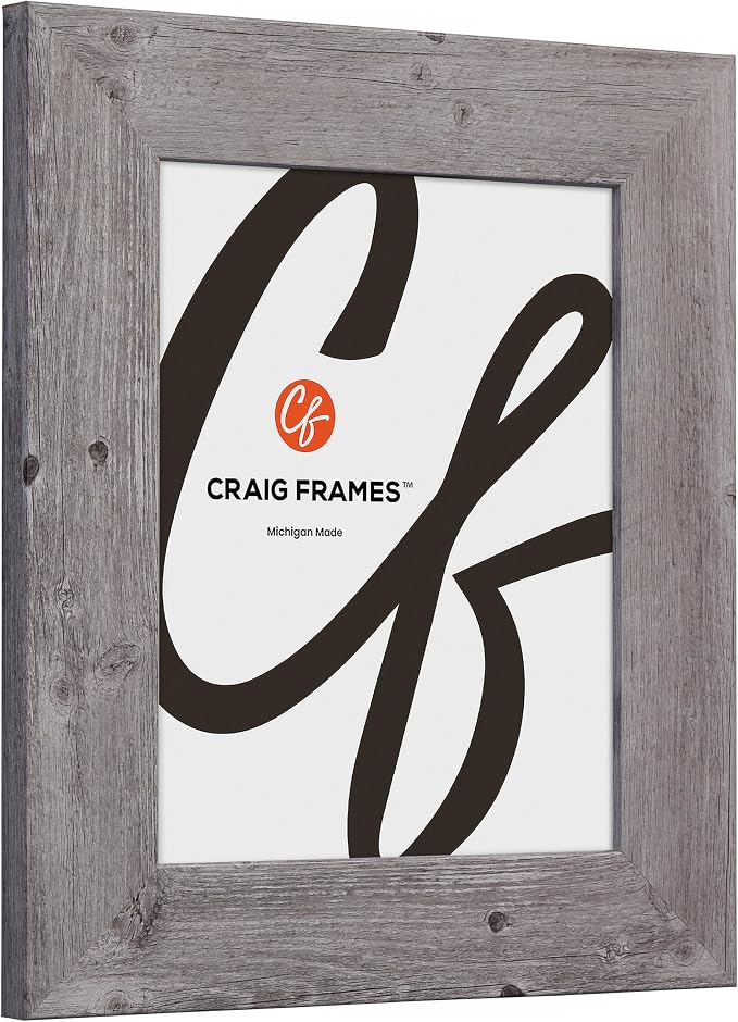 Craig Frames 18x18 Grey Oak Picture Frame for Posters and Gallery Wall | Lightweight shatter resistant acrylic facing with a rigid backing board, made in the USA