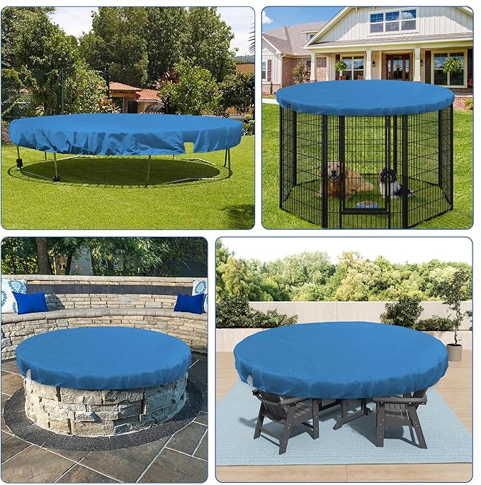 ECOOPTS 16 ft Round Pool Cover for Above Ground Pools, Swimming Pool Cover Protector Winter Safety Cover (Blue)