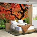FENDROM Lakeside Red Tree Print Tapestry Nature Old tree Wall Hanging Decorative Psychedelic Scenic Tree Headboard Bedspread Tapestries for Bedroom Living Room Decor