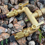 EBH Garden Hose Splitter, Full Flow Outdoor Faucet Splitter, 2-Way High Flow Brass Heavy Duty Hose Splitter with Long Metal Handle。