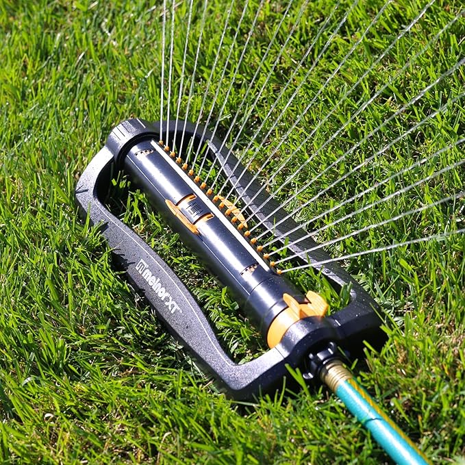 Melnor 65165AMZ XT Turbo Oscillating Sprinkler, 4,500 sq. ft., Quick Connect Bundle, 2-Way Adjustable, Black, Yellow