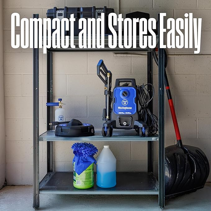 Westinghouse ePX3100 Electric Pressure Washer, 2300 Max PSI 1.76 Max GPM with Anti-Tipping Technology, Onboard Soap Tank, Pro-Style Steel Wand, 5-Nozzle Set, for Cars/Fences/Driveways/Home/Patios