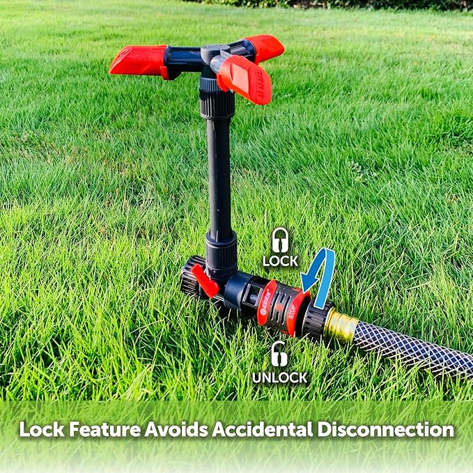 Eden 94141 Adjustable 360° Revolving Sprinkler for Lawn and Garden – 15 Nozzles, 5" Riser, Spike Base