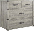Little Seeds Nova 4 Drawer Storage Grey Dresser, Gray Oak