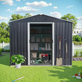 Sheds & Outdoor Storage 8ft x 10ft Metal Storage Shed with Metal Foundation, Gloves, Anchors, Tools Garden Tool Storage Cabinet with Secure Sliding Doors with Padlock for Backyard, Black