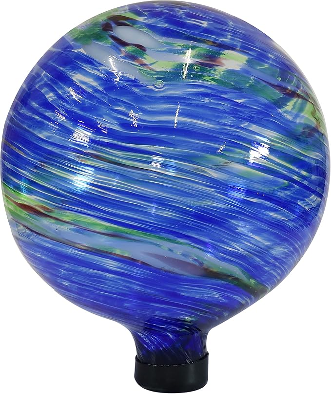 Sunnydaze 10-Inch Gazing Ball for Garden - Glass Gazing Globe for Outside - Garden Orb Yard Decor - Northern Lights