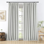 RAIN CITY Extra Wide Linen Blackout Curtains for Track System,Back Tab 70 Inch Wide Pleaetd Drapes with Hooks 2 Panels Modern Farmhouse Room Divider Curtains for Patio Sliding Door Living Room 96L