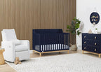 babyGap by Delta Children Oxford 6-in-1 Convertible Crib TrueSleep 2-Stage Deluxe Crib and Toddler Mattress (Bundle), Navy/Natural