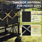 Foldable 50''L Extra Long Double Decker Wagon for Sport, 400L Collapsible Heavy Duty Wagon Cart with Big Wheels, Utility All-Terrain Large Extender Cart for Outdoors