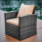 Nestl Wicker Outdoor Furniture Set - 4 Piece Patio Set (Grey/Beige)