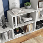 Apexa 2-Tier Cube Storage Organizer Shelves, Stackable Wood Bookcase Fits Cubby Bins for Organization, Dorm Teen Room Decor & Home Office, White
