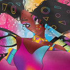 Tailor Shop Fantasy Black Girl Comforter Set Rainbow Butterfly Twin Size Bedding Sets for Girls Kids Kawaii Magic African American Black Girl Bedding Set with 1 Pillowcase Girls Room Decor