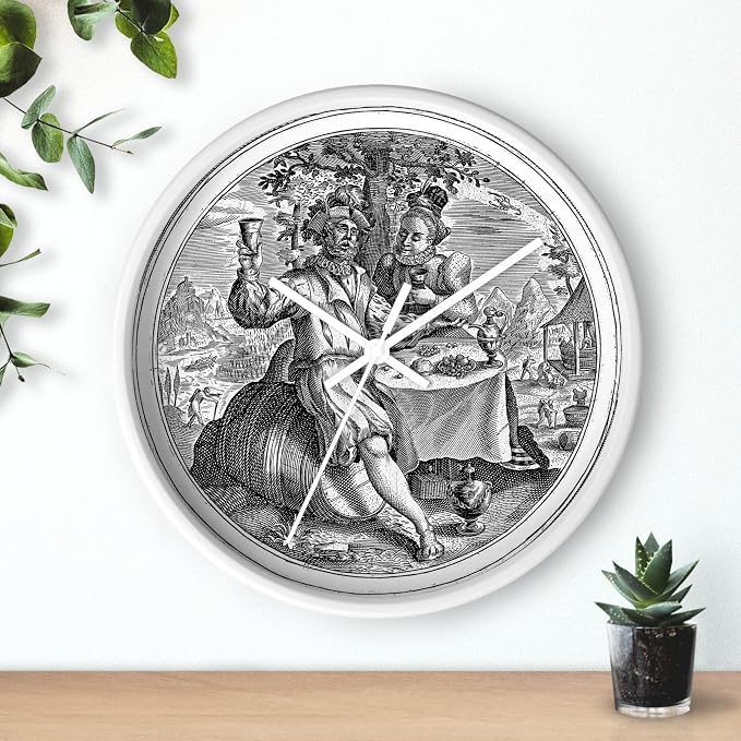 Mozingo ~ Wine Clock for Kitchen Bar Wall It's Wine O'clock Silent Time Gift Home Decor Made In USA, 10" (Hour Marks - None, Clock Frame Color - White, Wine Theme #02)