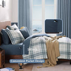 Blue Comforters Queen Size, Plaid Queen Bed Set for Boys & Girls,Classic Homestead-style Queen Size Comforter Sets with Sheets and Comforter Set