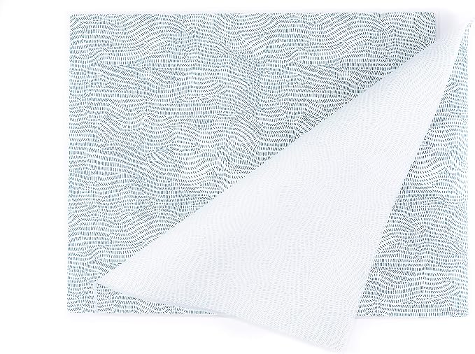 Mintrico placemat for Dining Table Set of 2 Silicone Heat Resistant Non Slip (2, Blue Lines) …