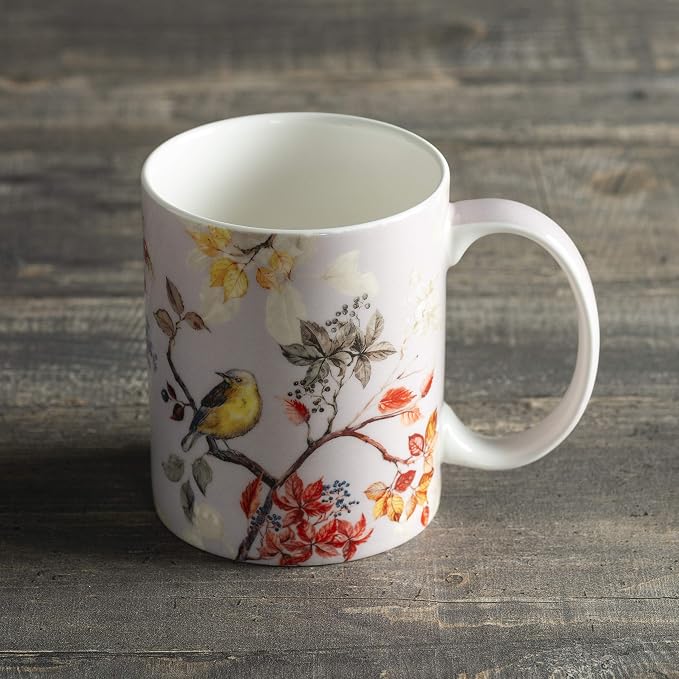 Maison d' Hermine Coffee Mug with Handles Tea Cups (15 Ounce, Pack of 1) | Fine Bone China Coffee Mugs for Hot Beverages Cappuccino Latte Home Restaurant Spring Summer -Equinoxe - Grey - Passerine