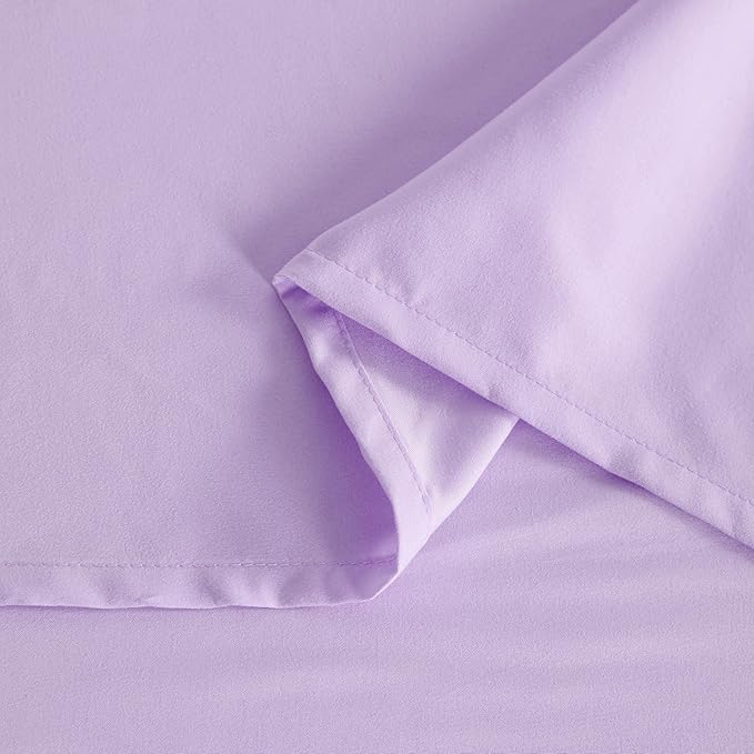 NTBAY Twin Comforter Set with Sheets, 5 Pieces Soft and Breathable Twin Bedding Set, Twin Bed in a Bag, Down Alternative Comforter Set Solid Color All Season, Kids Bedding Set, Light Purple