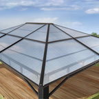 TOOLPORT Hardtop Gazebo 10x13 ft with Aluminum Frame and Approx. 8 mm Polycarbonate Roof - Side Panels in Champagne