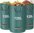 Mokani Reusable Yard Waste Bags, 32 Gallon Lawn and Leaf Bags 3 Packs, Heavy Duty Garden Bags with Reinforced Handles, Camping Yard Recycling Leaf Bag for Leaves