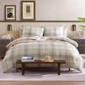 Beige Comforter Full Size, Khaki Green Plaid Full Size Comforter Sets for Boys & Girls,Classic Homestead-style Bedding Sets Full with Full Size Bed Sheets and Comforter Set
