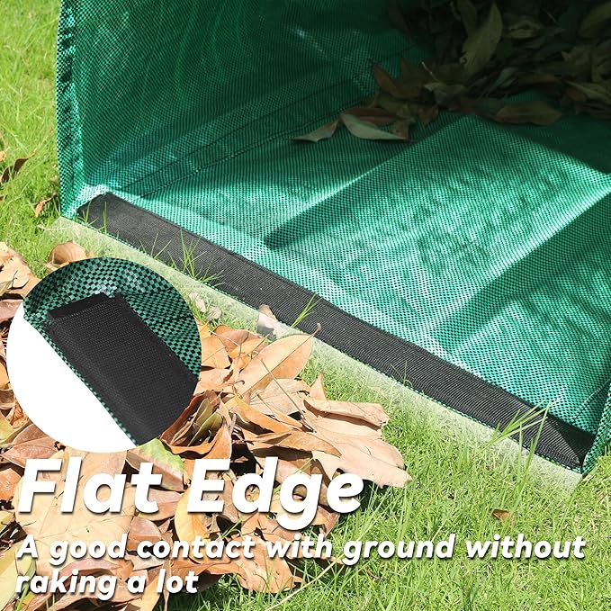 PHYEX 2 Pack 53-Gallon Reusable Leaf Bags with Flat Bottom Design - Dustpan Style Garden Bags for Easy Yard Waste Collection, Lightweight & Foldable