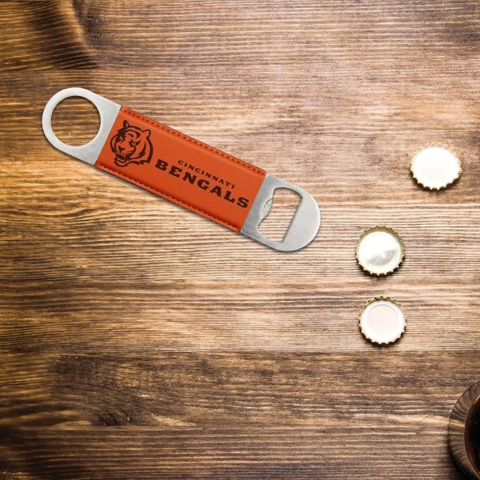 Rico Industries NFL Laser Engraved Bar Blade Faux Leather Laser Engraved Bar Blade - Great Beverage Accessory for Game Day