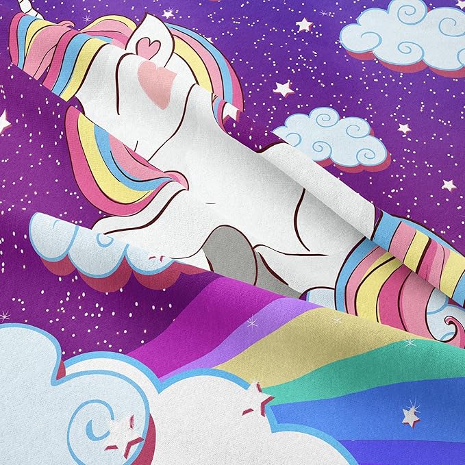 Tailor Shop Unicorn Bedding Sets for Girls Kids Teens,Purple Unicorn Comforter Sets Full Size with 2 Pillowcase…