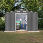 Favfurish Outdoor Storage Shed 10x8 FT with Lockable Sliding Doors,Metal Waterproof Tool Sheds W/Sloped Roof and Vent,for Backyard,Patio,Lawn,Grey