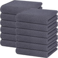 Homaxy 100% Cotton Waffle Weave Kitchen Dish Towels 12-Pack, Dark Grey | 13 x 28 Inches, Ultra Soft Absorbent Dish Towels, Quick Drying Cleaning Towels