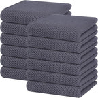Homaxy 100% Cotton Waffle Weave Kitchen Dish Towels 12-Pack, Dark Grey | 13 x 28 Inches, Ultra Soft Absorbent Dish Towels, Quick Drying Cleaning Towels