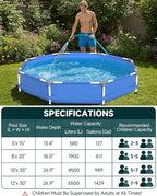 Steel Frame Round Above Ground Swimming Pools Set for Outdoor Backyard: 10ft x 30in - Odorless Eco PE Material with Pool Liner and Pool Cover