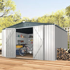 U-MAX 12x10 Storage Shed, Large Metal Outdoor Garden Sheds & Outdoor Storage Clearance, 10x12 Tool Shed Outdoor Storage Lockable for Backyard Outside Use in White