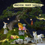 WILD PIXY Baby Miniature Fairy Garden Set – Springtime Fairy Accessories Kit with Gorgeous Fairies and Animals, Indoor/Outdoor Figurines in Designer Gift Box, Perfect for Garden Decor