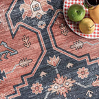 nuLOOM Medallion Bordered Machine Washable Ultra Thin Area Rug, 3' x 5', Rust