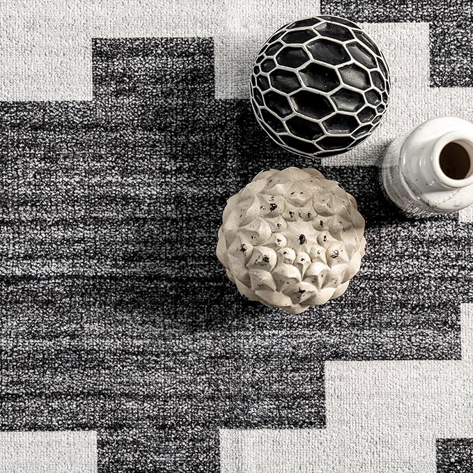 nuLOOM Tamera Modern Diamonds Machine Washable Ultra Thin Area Rug, 8' x 10', Grey