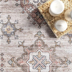 nuLOOM Finley Machine Washable Vintage Distressed Ultra Thin Runner Rug, 2' 6" x 6', Beige