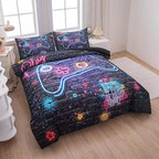 Full Size Comforter Set for Boys, Gamer Bedding Set, 3 Pieces, Gamepad 06, Polyester, All Seasons, Machine Wash