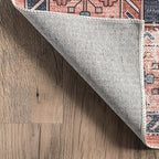 nuLOOM Medallion Bordered Machine Washable Ultra Thin Runner Rug, 2' 6" x 10', Rust