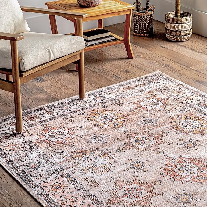 nuLOOM Finley Machine Washable Vintage Distressed Ultra Thin Runner Rug, 2' 6" x 10', Beige
